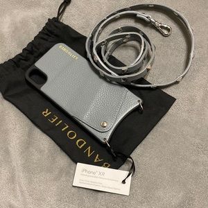 Bandolier Sarah Crossbody Phone Case and Wallet - grey leather, iphone XR